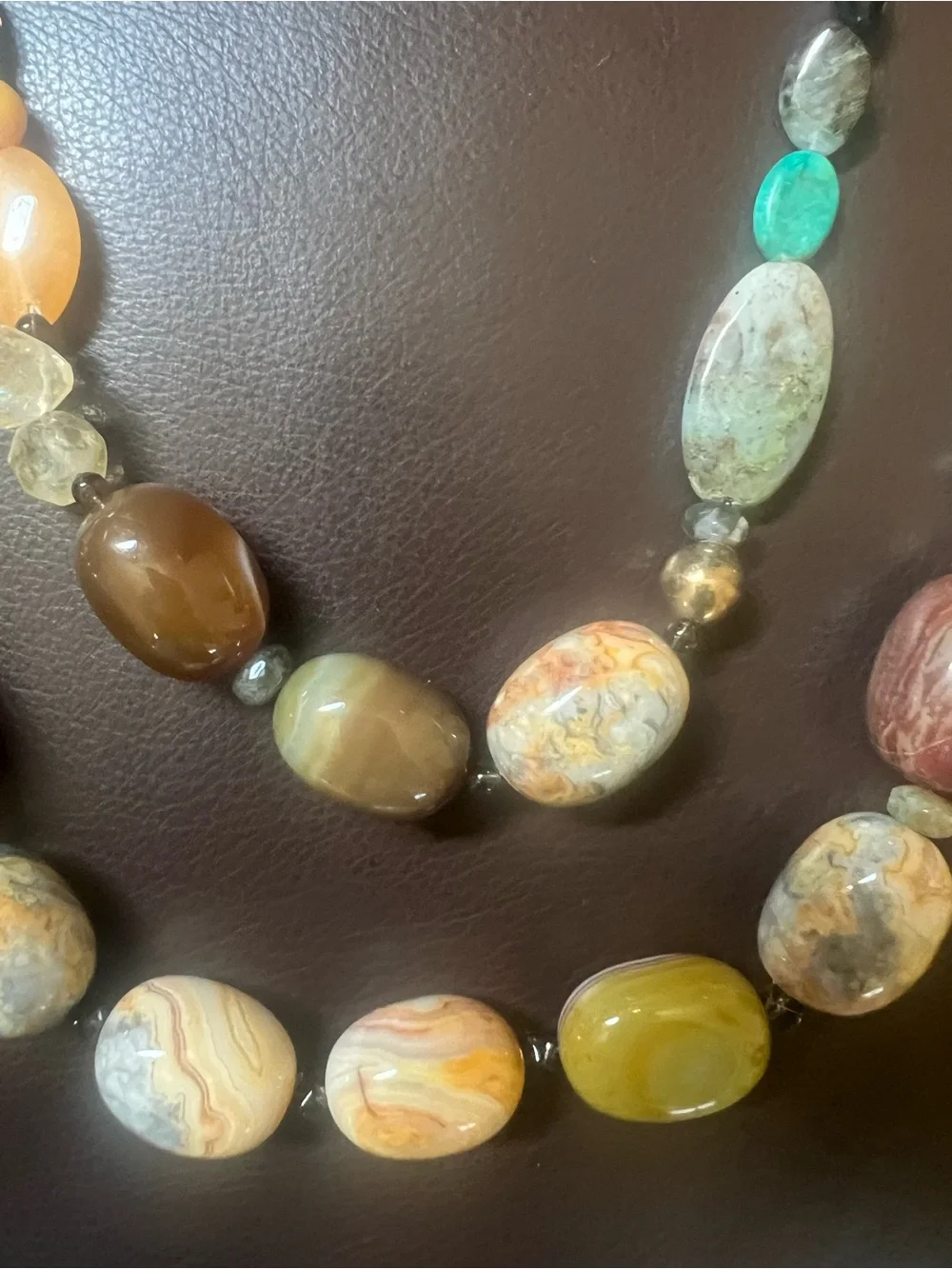 Studio Barse Necklace Two-Strand Multi-stone Beaded Brown Tan Orange